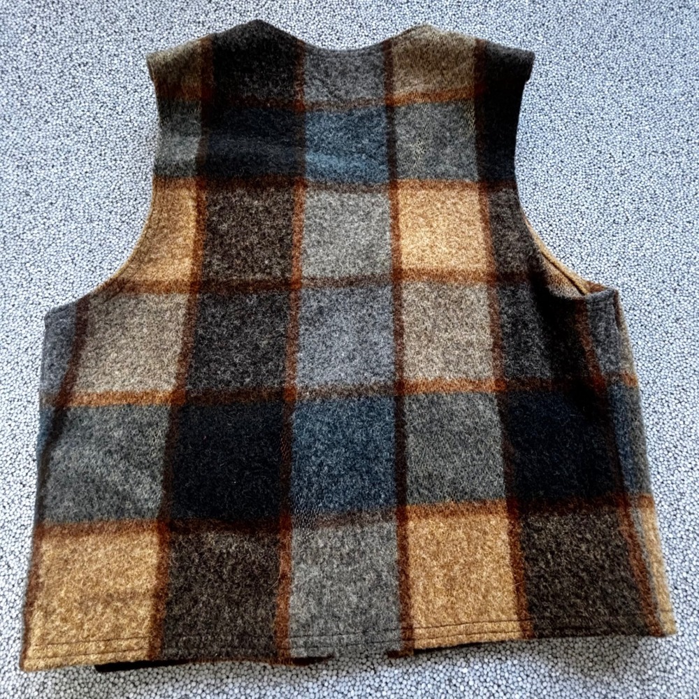 Range Jacket Vest Mens L Multicolor Plaid Wool Blend Rugged Americana - Picture 8 of 12